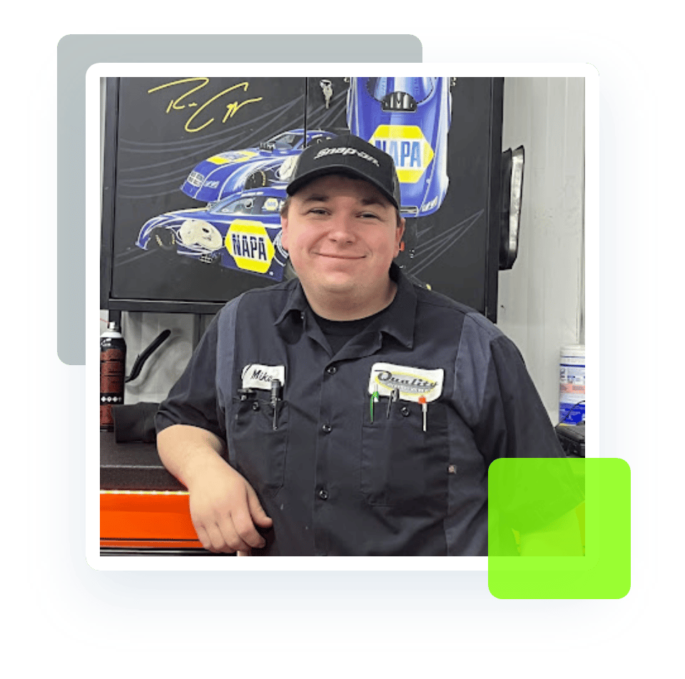 Michael Lawrence, auto technician at Quality Car Care in North Liberty, IA.